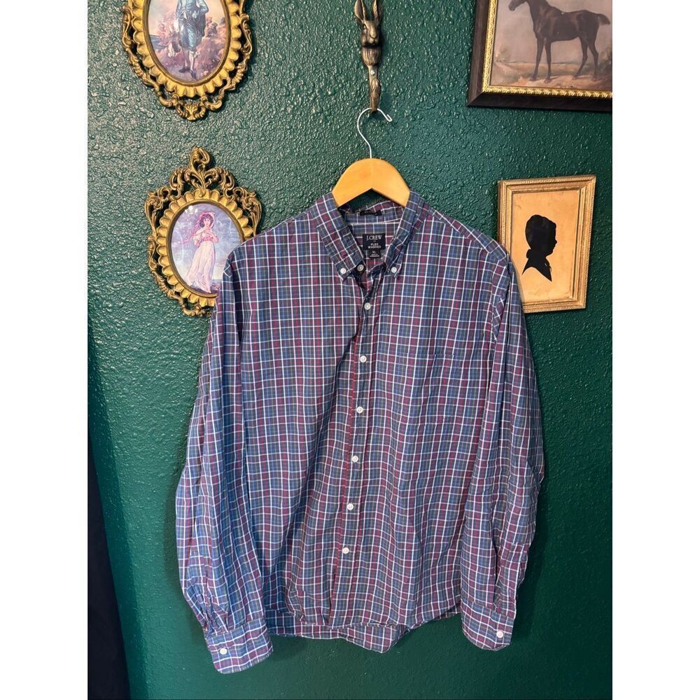 J. Crew men’s Blue Patterned Cotton Button Down Shirt Sz XL